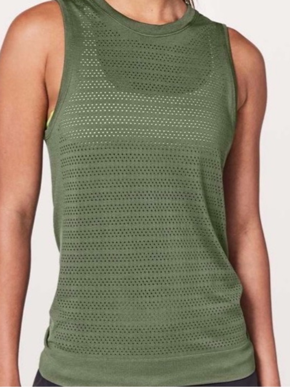 lululemon athletica Olive Green Perforated Athletic Tank
